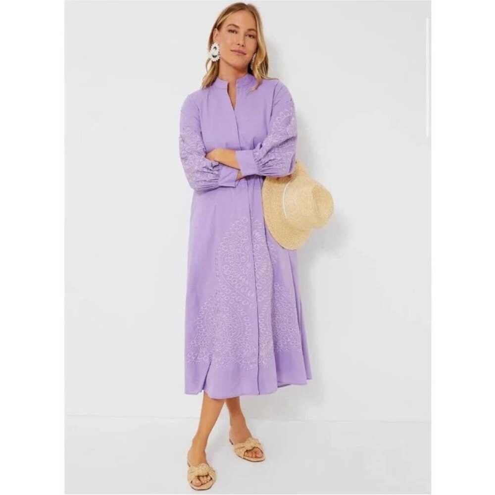 Pomander Place Lavender Embroidered Maxi Dress